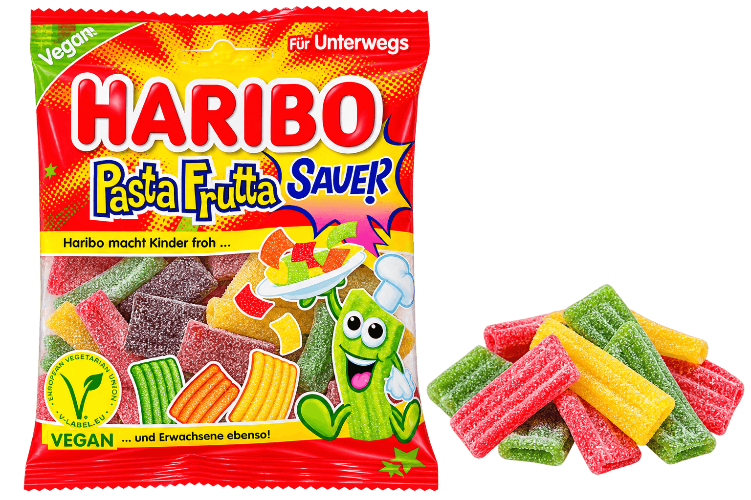 Haribo Pasta Frutta Sauer Veggie – kyselé ovocné želé bonbony 85g