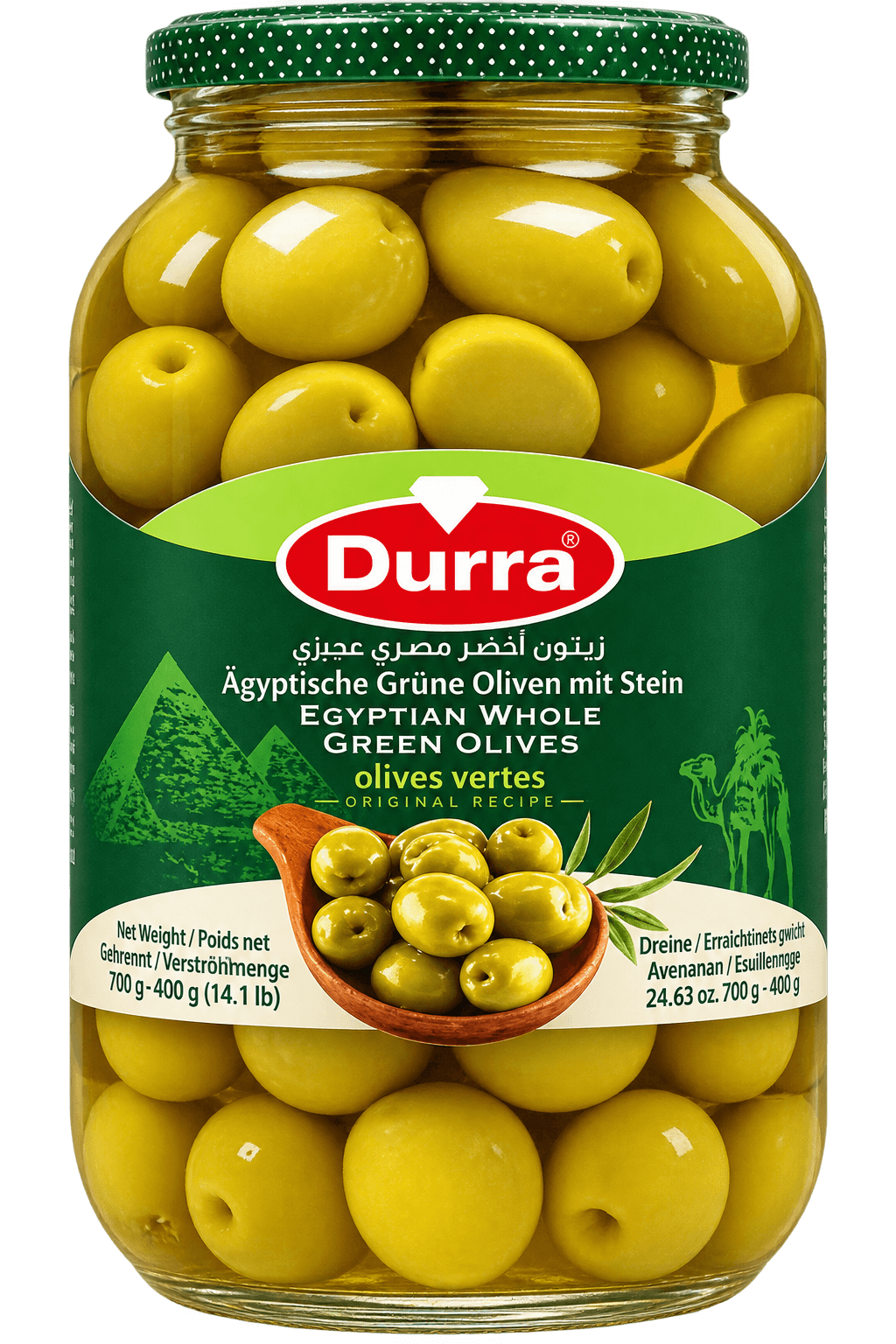 Durra Egyptské olivy zelené 700g